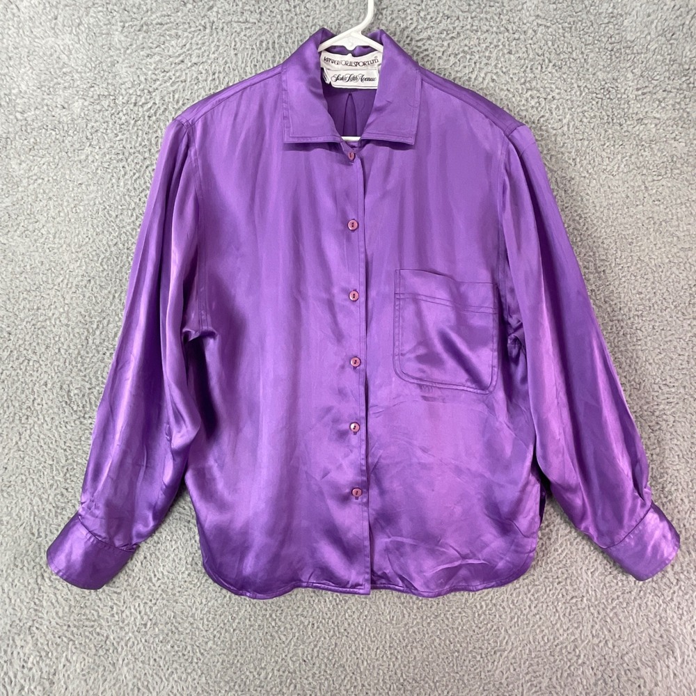 Kasper Saks Fifth Avenue Silk Blouse Womens‎ 10 Purple Designer 90's Vintage